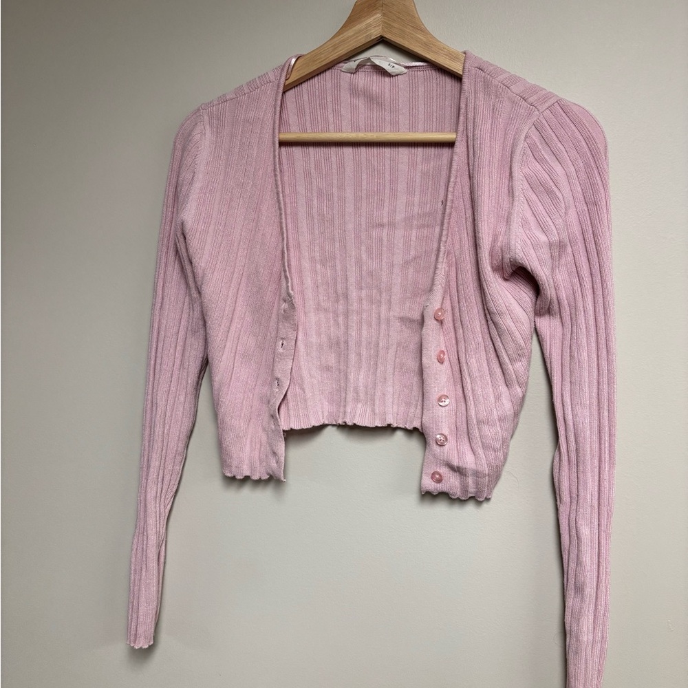Bluenotes Pink Ribbed Cardigan